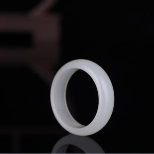 天然和田白玉戒指 男女士细款尾戒玉石戒指指环饰品礼物