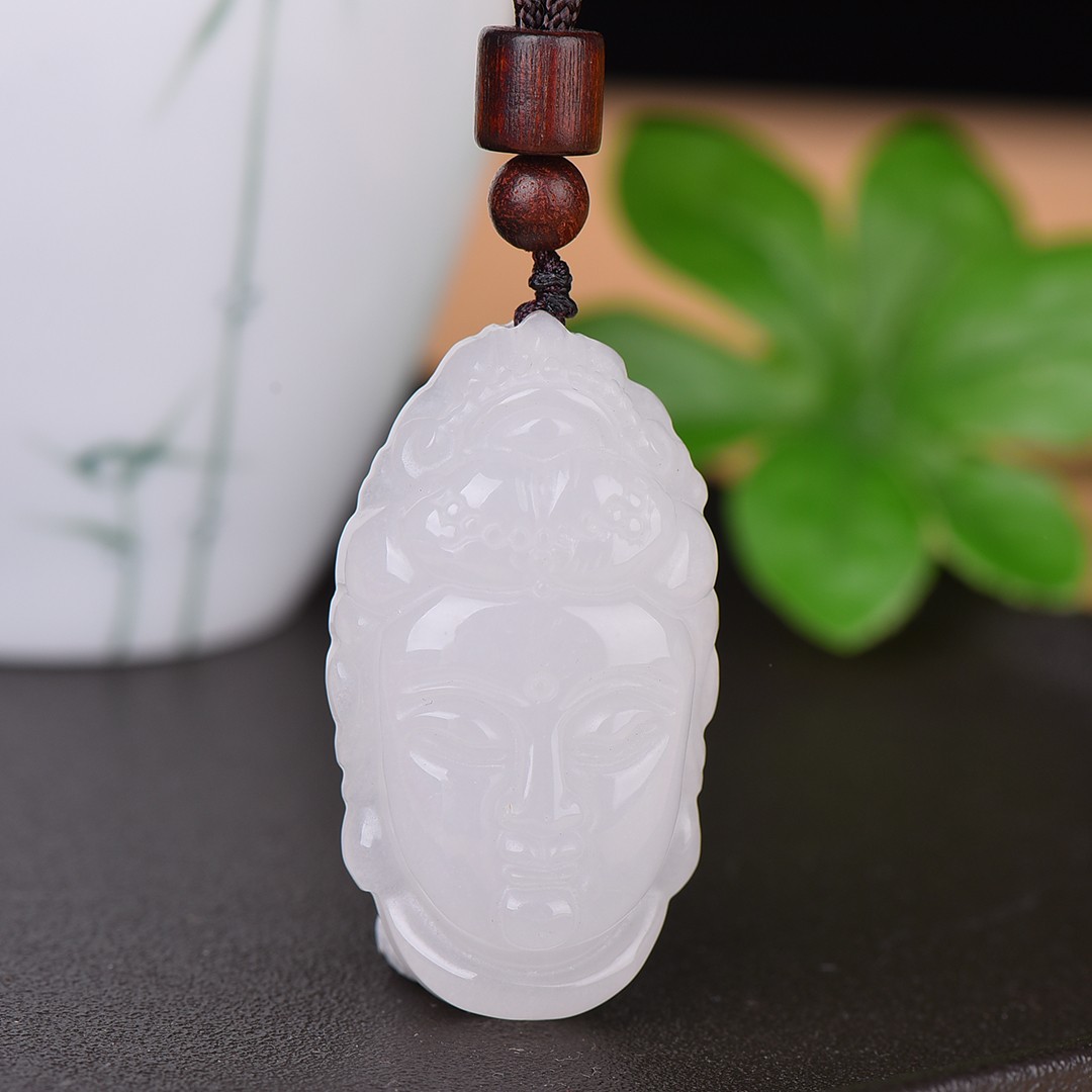 天然新疆金丝玉观音头玉佩挂件