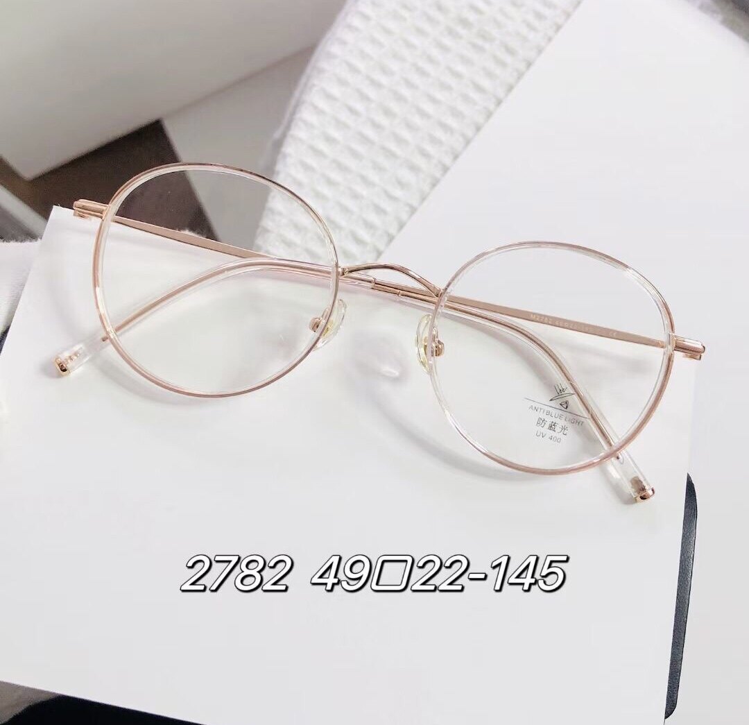 透明粉色圆形学生女生近视眼镜框架防蓝光质量超好很轻49-22-149