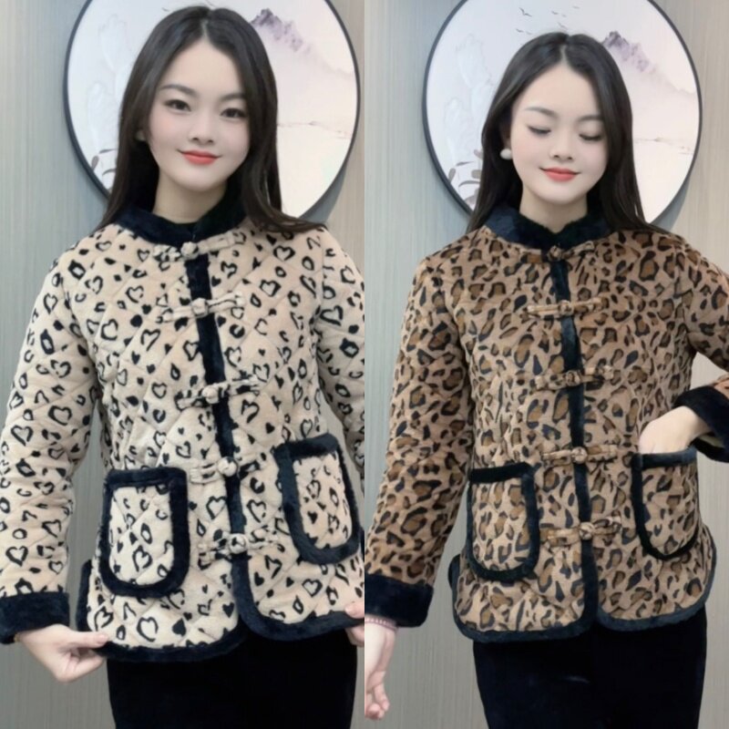 单件2025时尚妈妈装街头风老人保暖加绒冬季老年人加厚碎花棉袄