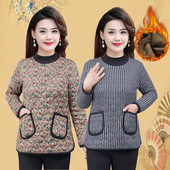 妈妈驼绒棉衣单件上衣今年新款 中老年女冬装 弹力套头内搭小棉袄