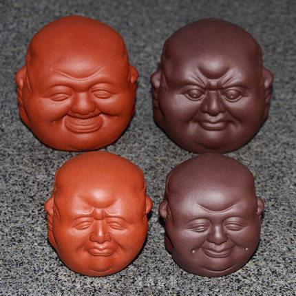 紫砂佛头茶宠喜怒哀乐四面佛茶玩可养雕塑小和尚摆件禅意茶具配件