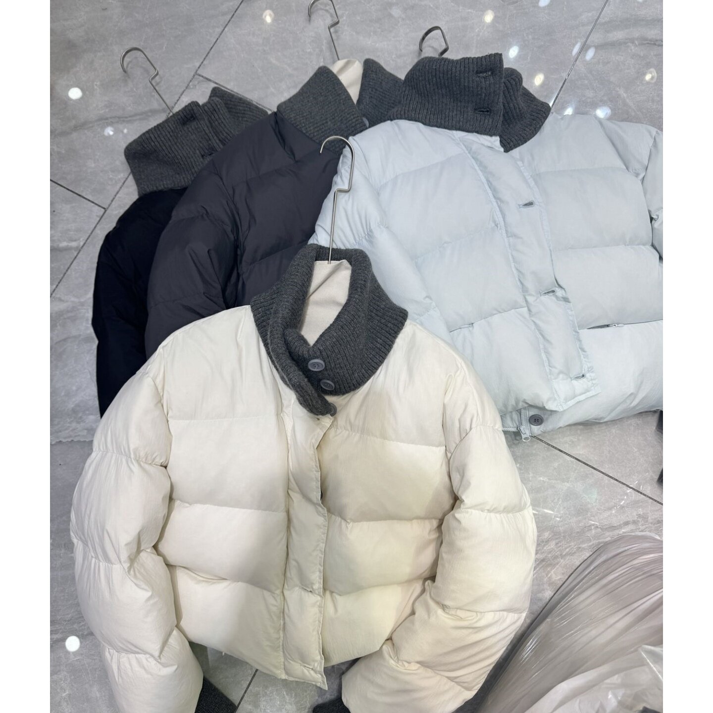 韩版时尚棉服女装2026年冬季新款针织领拼接小个子保暖宽松外套