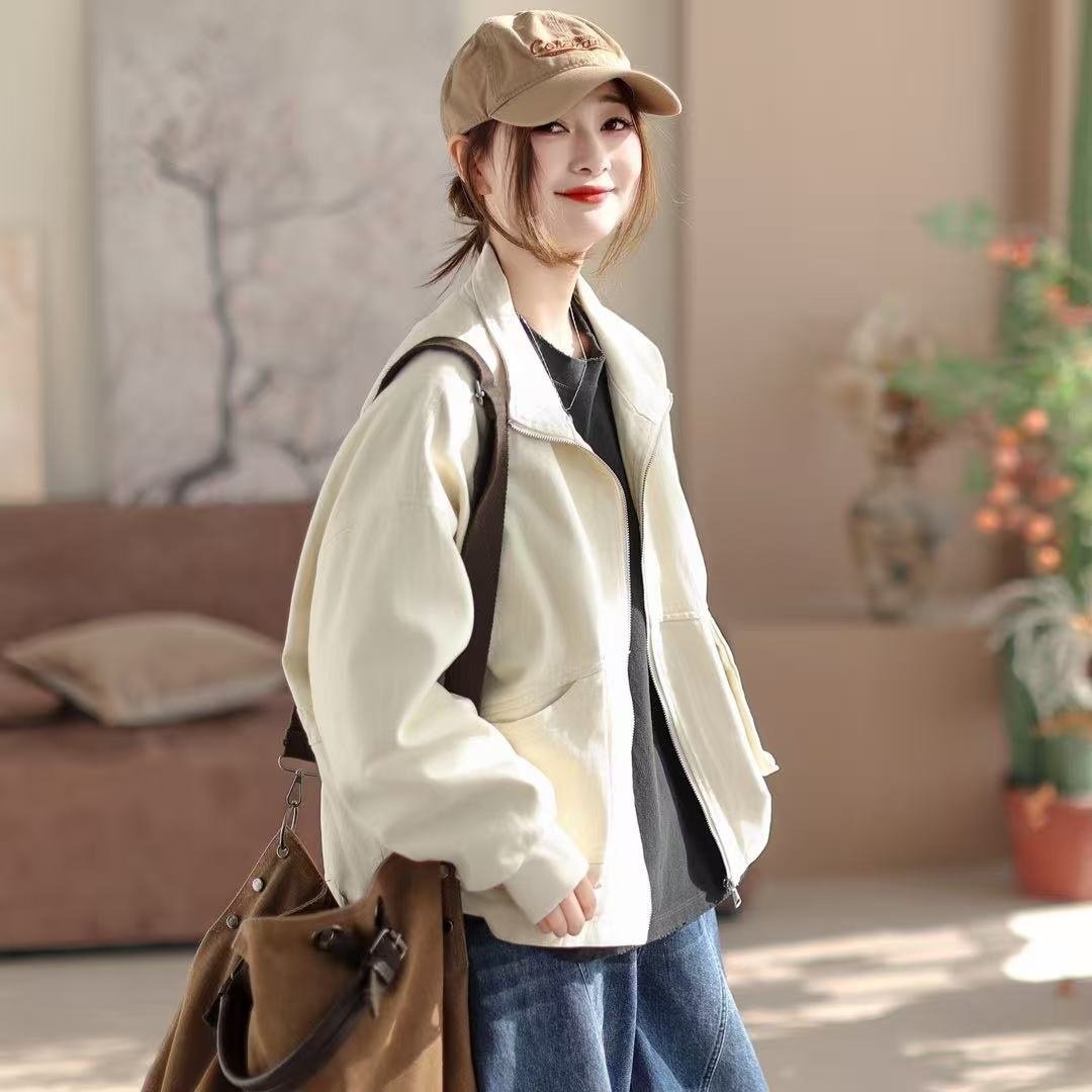 2026年春款外套女宽松休闲韩版学院风长袖开衫夹克外套上衣学院风,女装/女士精品,短外套,淘宝优惠券,粉丝福利购,淘宝优惠卷