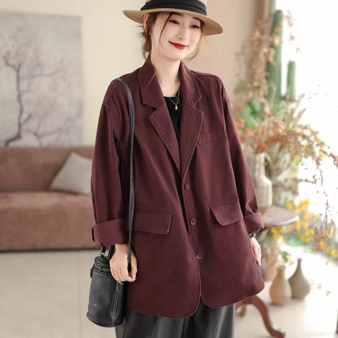 2026年春款外套女西装领外套长袖开衫韩版学院风外套上衣新款时尚