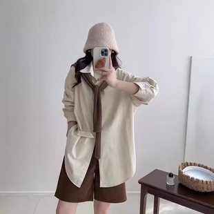 学院风长袖 披肩衬衣女宽松休闲韩版 衬衣外套慵懒 衬衫 24年秋款