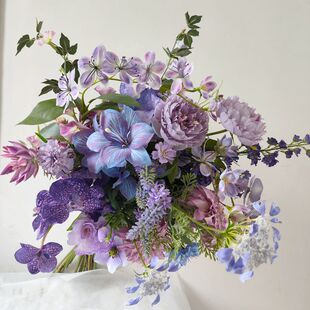 洋坊紫色仿真花束法式自然风卧室客厅餐桌装饰花艺套装家居假花