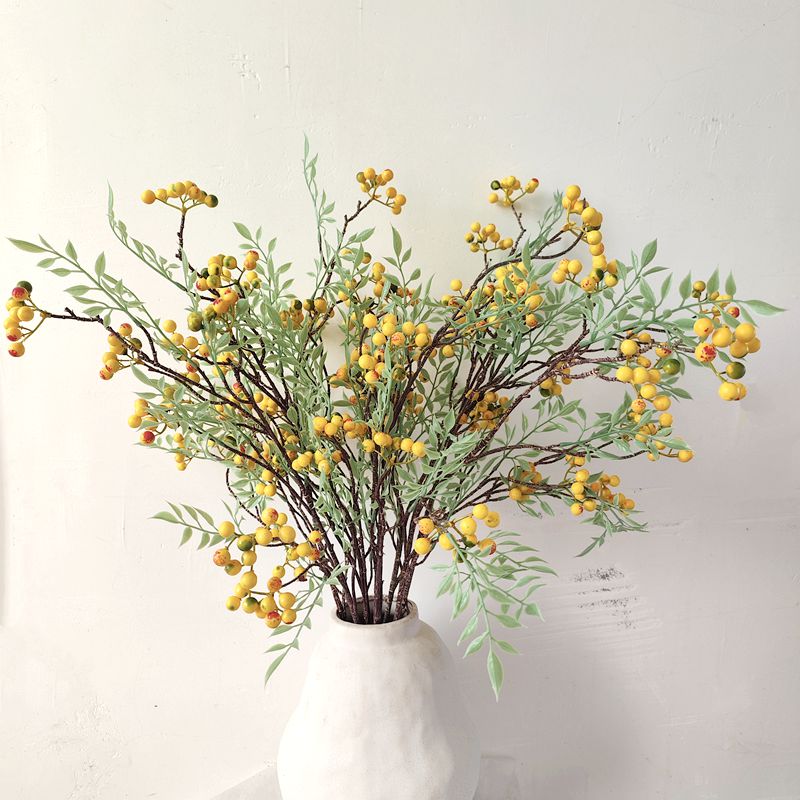 发财果黄色马桑果仿真果实树枝折中主义艺术装饰摆件仿真绿植植物