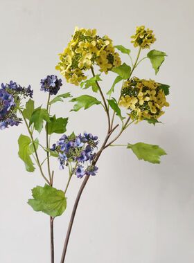 北欧蓝色色黄色绣球花仿真花木雪球花装饰花 卧室客厅摆设花艺配