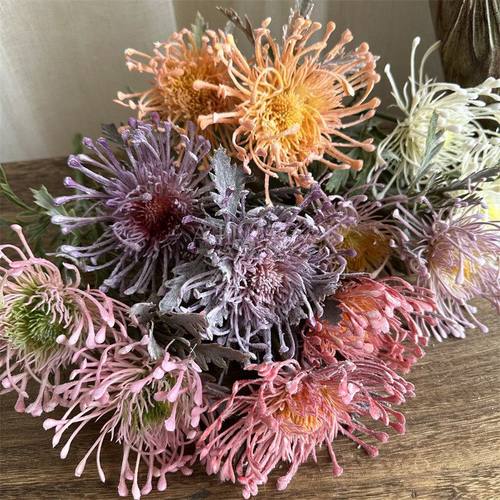 复古色系针垫花仿真花森系配花家居软装插花配材装饰摆件摄影道具