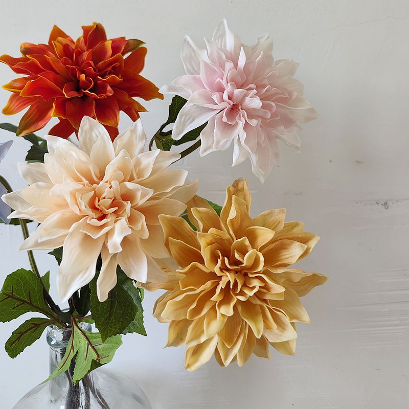 仿真花 大丽花 PU手感保湿 单枝假花 室内软装陈设 摄影道具新款