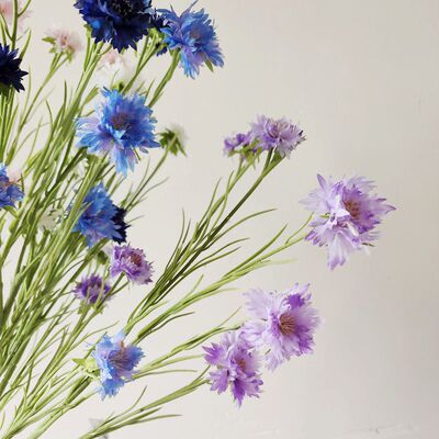 德国矢车菊蓝色粉紫花仿真花绢丝花摄影DIY写真花材道具 装饰摆设