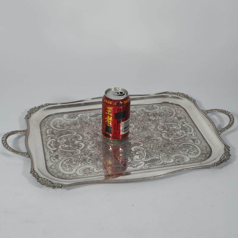 西洋古董欧式刻花铜镀银托盘餐用金属盘怀旧摆件2550克57*35厘米,餐饮具,餐用托盘,淘宝优惠券,粉丝福利购,淘宝优惠卷