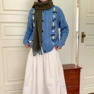 绣花高品质开衫 手工50羊毛开衫 毛衣33031 新款 wander韩货2025秋季
