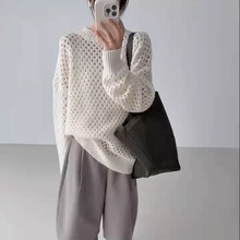 韩货GLOG2025秋季100%羊毛镂空重工毛衣女韩版简约针织衫SW9523