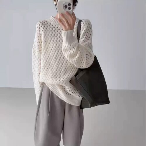 GLOG2026春季重工100%羊毛毛衣女