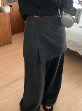 about moon2025秋季高品质含羊毛屁帘直筒裤女舒适版型好9939