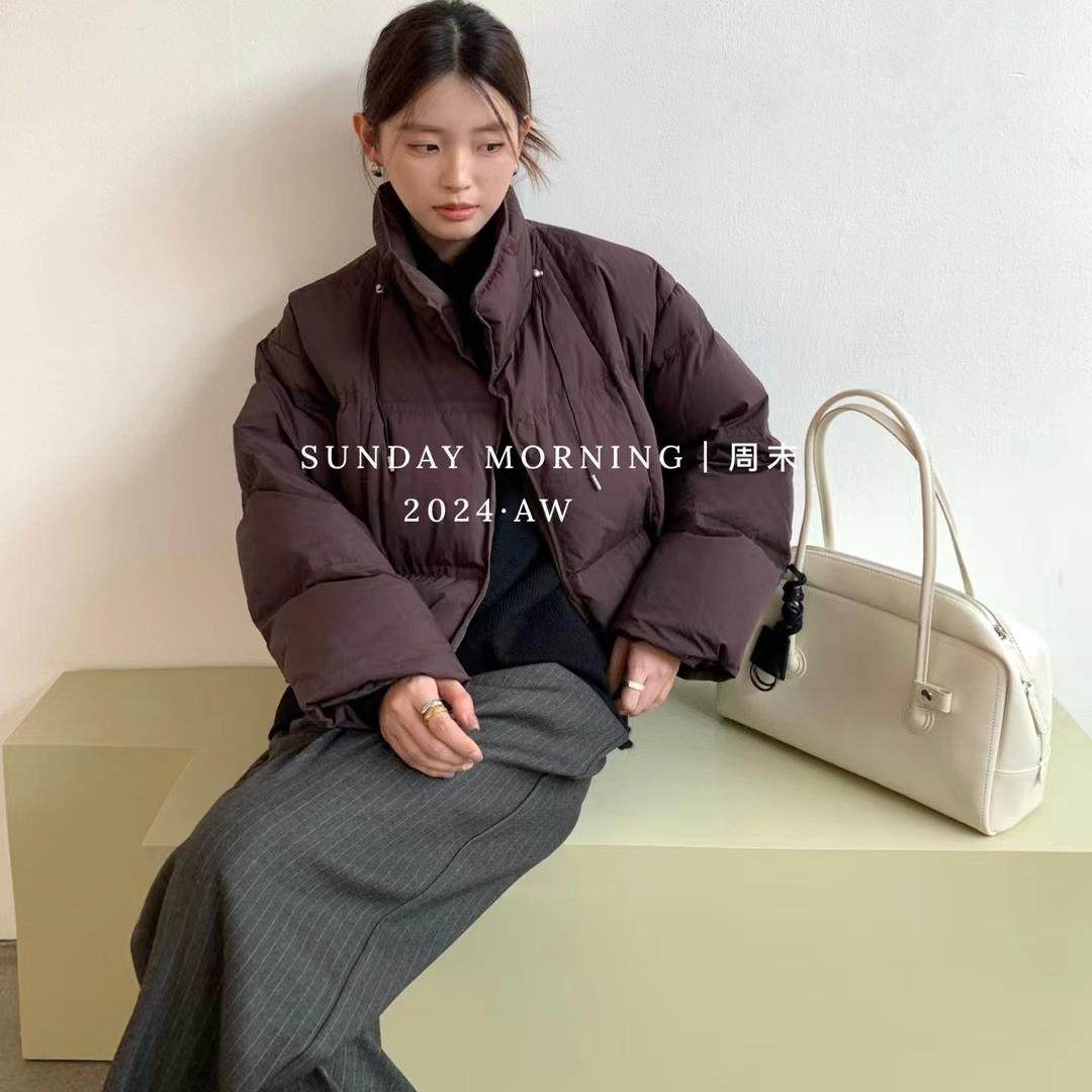 加厚小个子带围巾短款羽绒服洋气