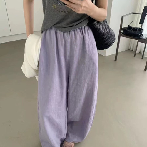 aboutmoon2026夏季纯亚麻休闲裤