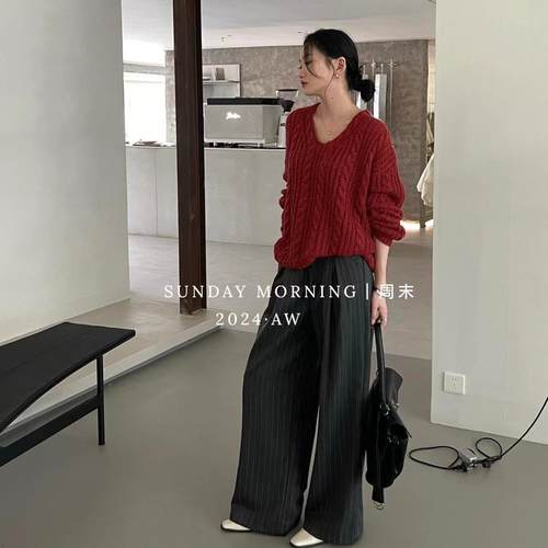 十三行日落软糯套头毛衣