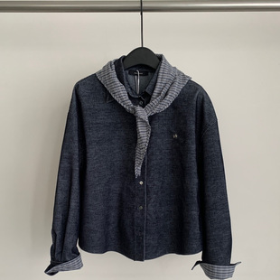 定制面料衬衫 撞色袖 外套女带披肩9775 moon月亮家2025秋季 about