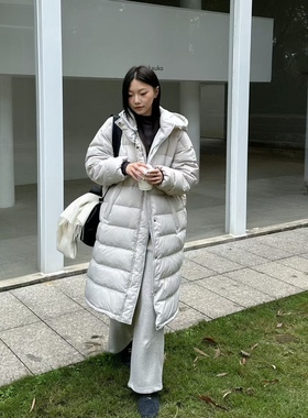 十三行日落2025冬季90%白鸭绒排骨长款羽绒服女面包服过膝款1172
