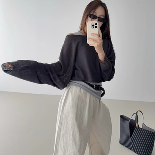 韩货GLOG2026春夏季时尚圆领针织衫冰丝罩衫防晒女显瘦百搭SW062