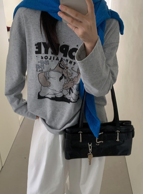 about moon2026春季韩系加厚宽松百搭大力水手卡通图案T恤女61914