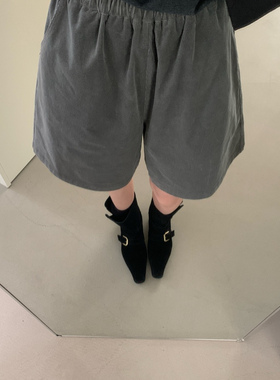 about moon2025秋冬季高腰韩版时尚直筒灯芯绒休闲短裤女01791