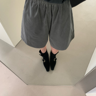 直筒灯芯绒休闲短裤 about 时尚 高腰韩版 女01791 moon2025秋冬季