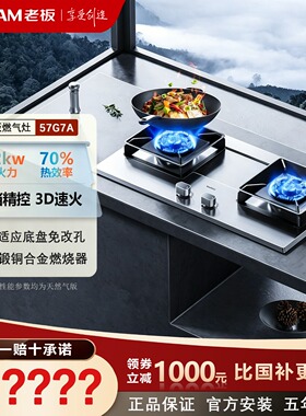 老板57G7A/9G23小坚果L5不锈钢天燃气灶煤气灶双灶嵌入家用32G91A