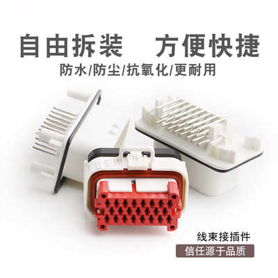白色插头含端子防水连接器
