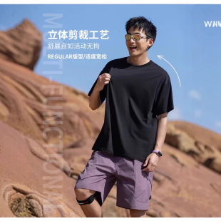 BRAVE FLYING 透气抗菌运动短袖圆领T恤男夏宽松吸湿速干