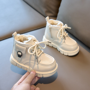 宝宝马丁靴儿童靴子2025秋冬季加绒加厚男童棉靴小童短靴女童皮靴