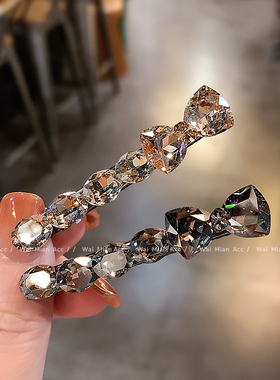 高端精致水晶蝴蝶结发夹镶钻鸭嘴夹女新款侧边夹碎发夹高级感发卡