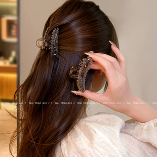 高级感抓夹轻奢麦穗镶钻鲨鱼夹头饰女网红新款后脑勺盘发夹半扎夹