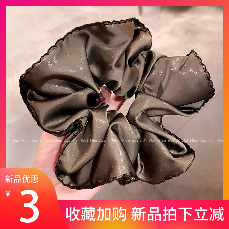 深灰缎面细闪大肠发圈