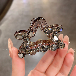 东大门高马尾固定神器水晶五角星抓夹后脑勺半扎发夹女鲨鱼夹新款