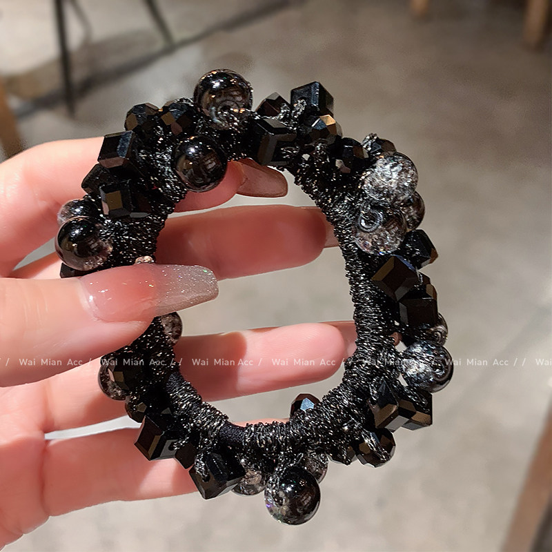 高级感轻奢黑色渐变水晶发圈女网红时尚高弹力扎头发皮筋新款发绳,饰品/流行首饰/时尚饰品新,发饰,淘宝优惠券,粉丝福利购,淘宝优惠卷