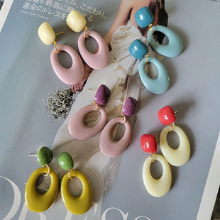 80年代撞色港风耳环儿童螺丝耳夹成人夏季小清新独特耳环