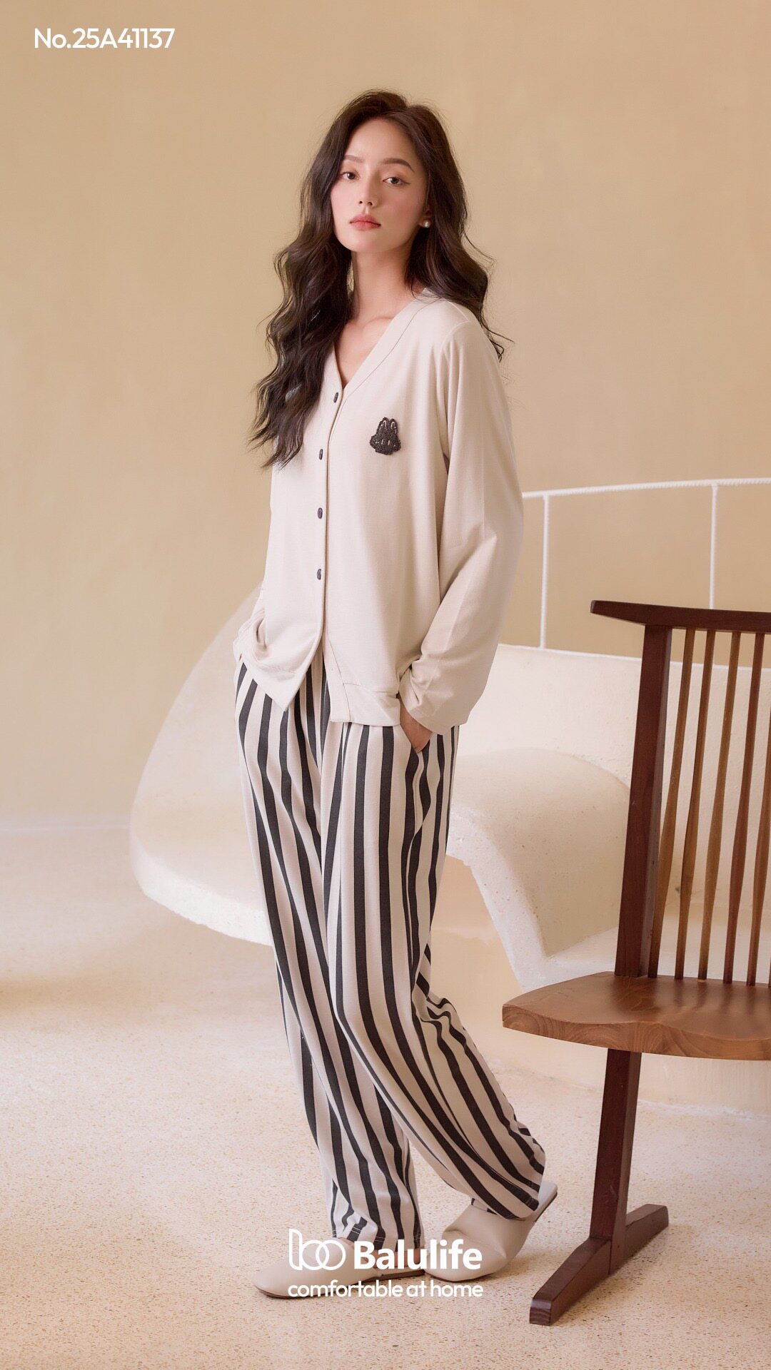 佰伦世家2025新款睡衣女秋季长袖长裤家居服套装可外穿休闲宽松