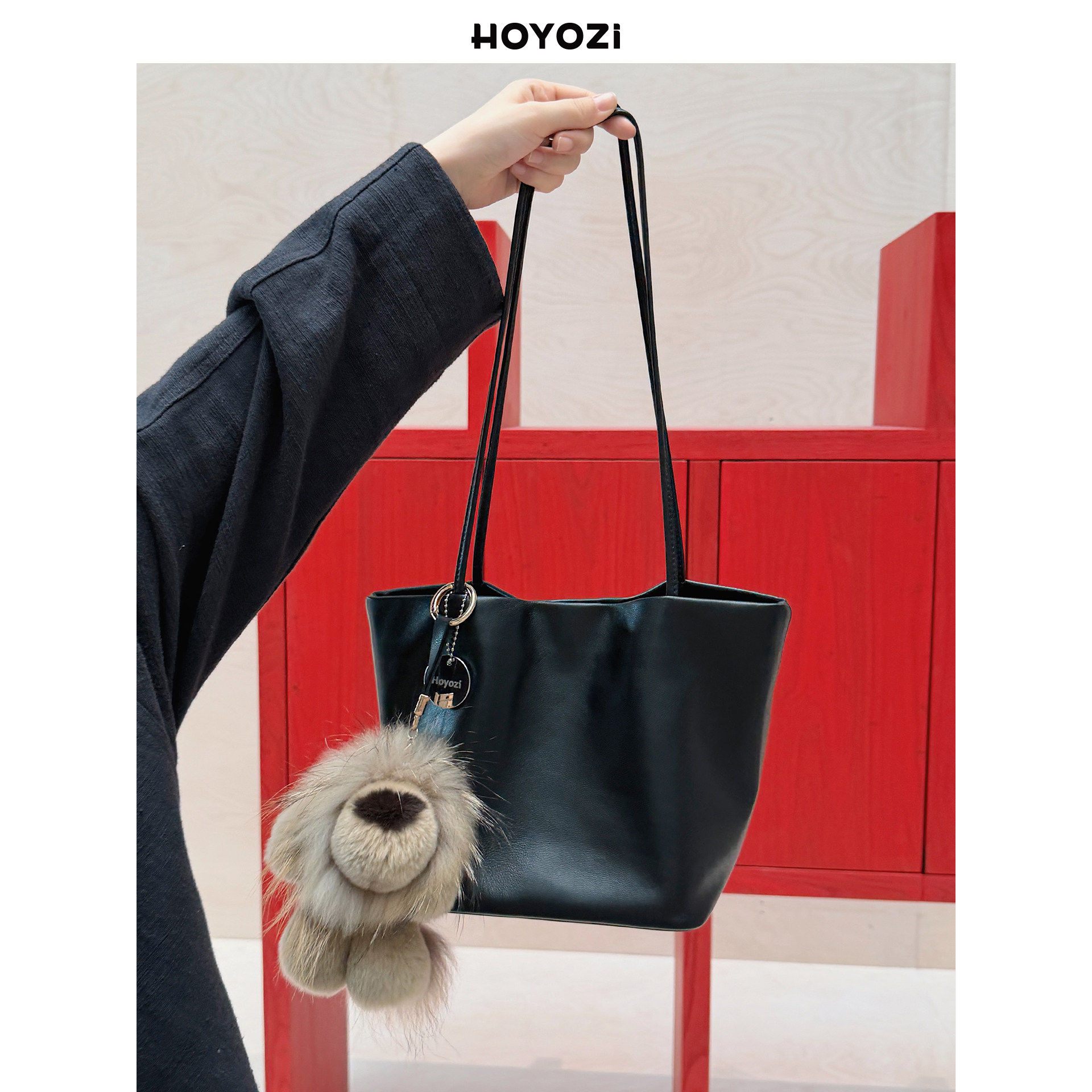 【小优家包包】HOYOZI真皮单肩水桶包包女托特新款轻奢小众高级感