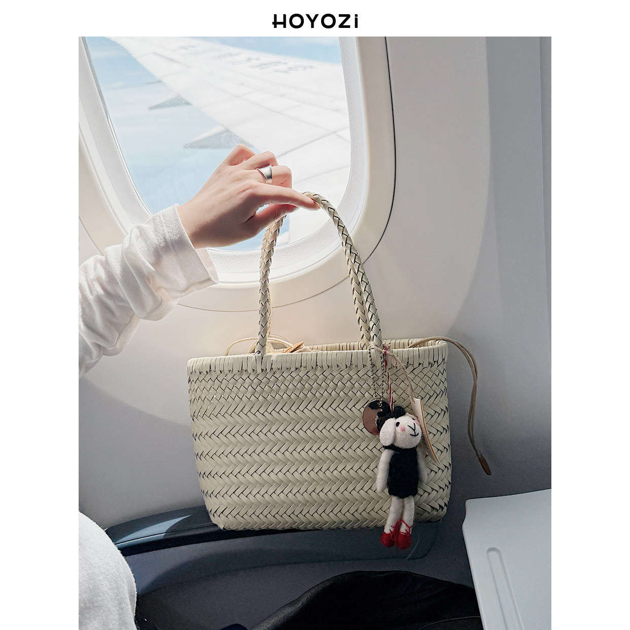 【小优家包包】HOYOZI头层牛皮手工编织菜篮子女包托特手提包