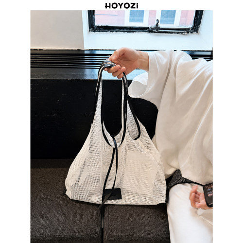 HOYOZI 新品2026 夏季网兜沙滩托特包女单肩腋下包【小优家包包】