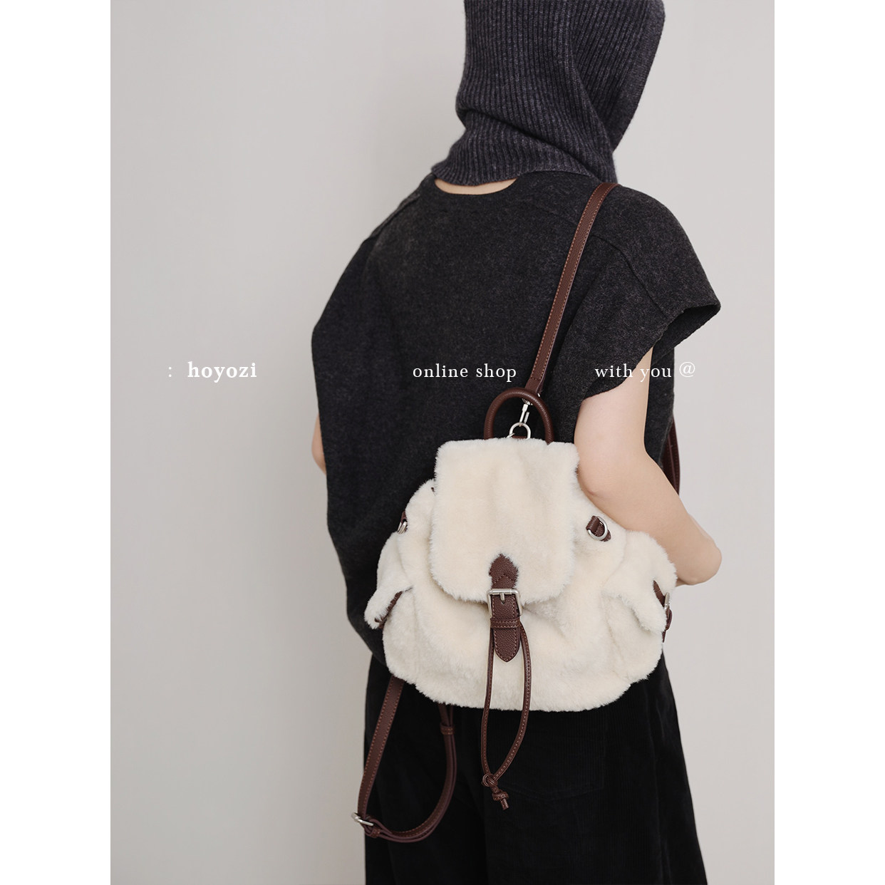 【小优家包包】HOYOZI毛毛绒双肩包包女款单肩斜挎包背包2026新款
