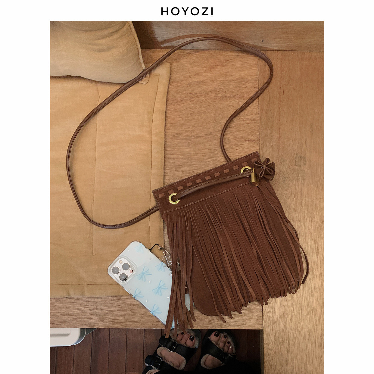 【小优家包包】HOYOZI原创 真皮流苏斜挎包包秋冬单肩斜挎包小包,箱包皮具/热销女包/男包,托特包,淘宝优惠券,粉丝福利购,淘宝优惠卷