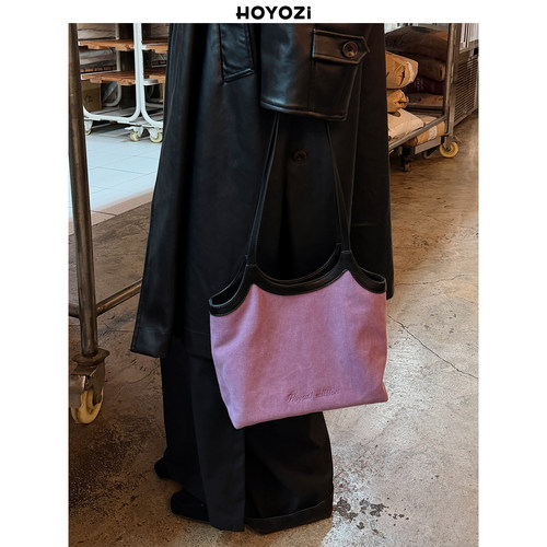 HOYOZI 原创新品2026 水洗做旧帆布托特包女腋下包【小优家包包】