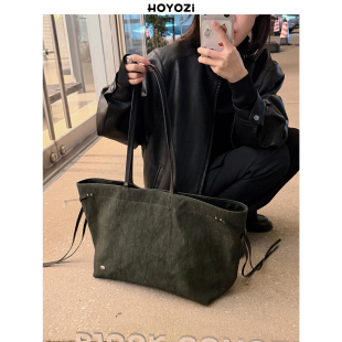 小优家包包 HOYOZI 真皮帆布托特包女通勤大容量 大包 2026新款