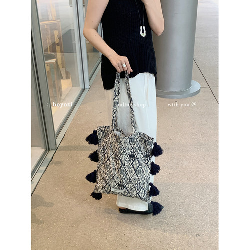 【小优家包包】HOYOZI流苏包重工刺绣大容量帆布包包女单肩2025夏