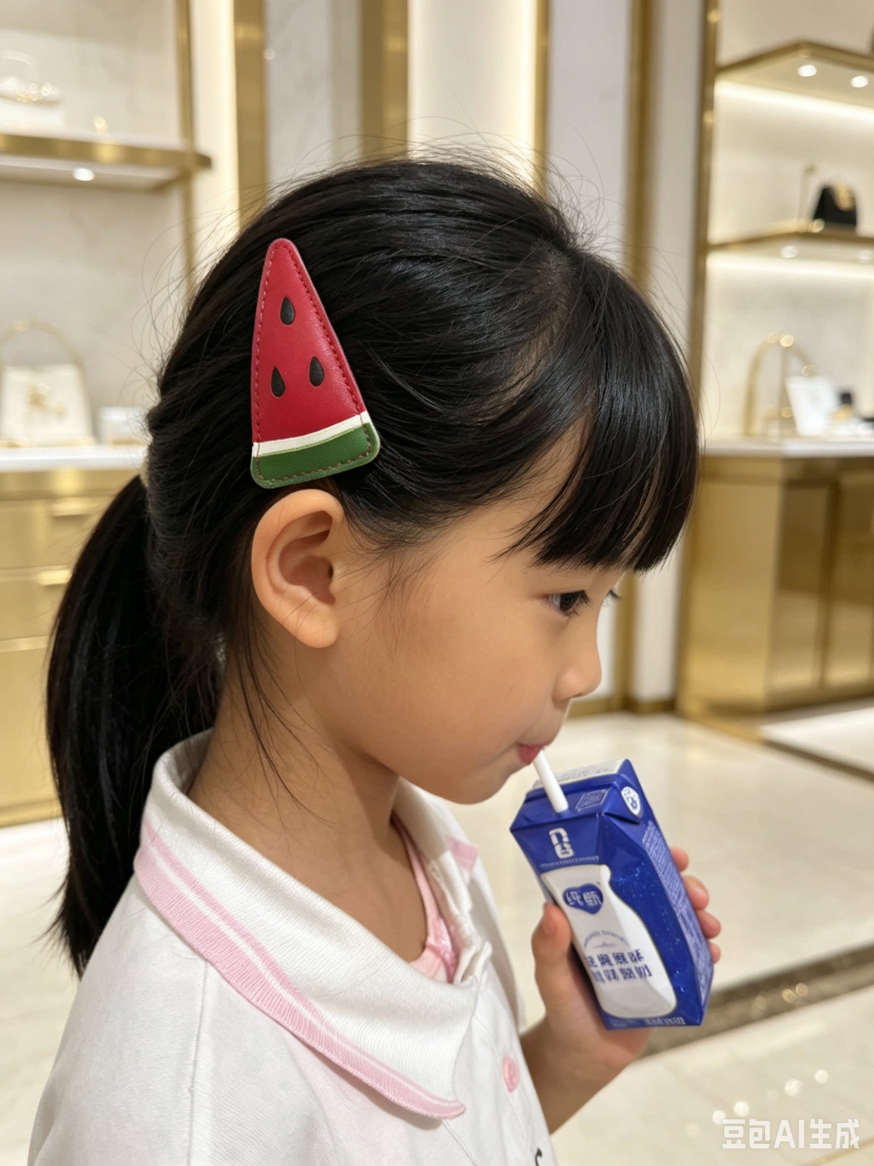手工真皮发夹女童水果西瓜撞色百搭皮质BB夹可爱少女侧边刘海夹子